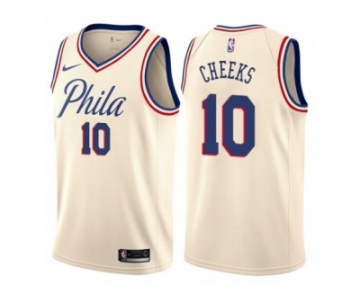 Women Nike Philadelphia 76ers #10 Maurice Cheeks Swingman Cream NBA Jersey - City Edition