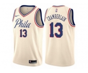 Women Nike Philadelphia 76ers #13 Wilt Chamberlain Swingman Cream NBA Jersey - City Edition