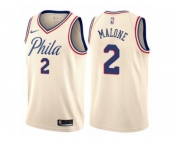 Women Nike Philadelphia 76ers #2 Moses Malone Swingman Cream NBA Jersey - City Edition