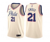 Women Nike Philadelphia 76ers #21 Joel Embiid Swingman Cream NBA Jersey - City Edition