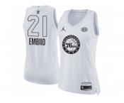 Women Nike Philadelphia 76ers #21 Joel Embiid White NBA Jordan Swingman 2018 All-Star Game Jersey