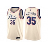 Women Nike Philadelphia 76ers #35 Clarence Weatherspoon Swingman Cream NBA Jersey - City Edition