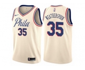 Women Nike Philadelphia 76ers #35 Clarence Weatherspoon Swingman Cream NBA Jersey - City Edition