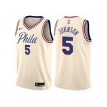 Women Nike Philadelphia 76ers #5 Amir Johnson Swingman Cream NBA Jersey - City Edition