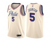 Women Nike Philadelphia 76ers #5 Amir Johnson Swingman Cream NBA Jersey - City Edition