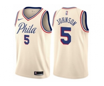 Women Nike Philadelphia 76ers #5 Amir Johnson Swingman Cream NBA Jersey - City Edition