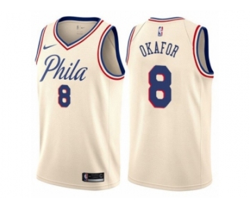 Women Nike Philadelphia 76ers #8 Jahlil Okafor Swingman Cream NBA Jersey - City Edition