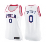 Women's Nike Philadelphia 76ers #0 Jerryd Bayless Swingman White Pink Fashion NBA Jersey