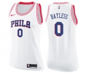 Women's Nike Philadelphia 76ers #0 Jerryd Bayless Swingman White Pink Fashion NBA Jersey