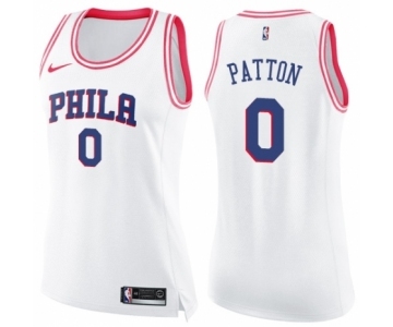 Women's Nike Philadelphia 76ers #0 Justin Patton Swingman White Pink Fashion NBA Jersey