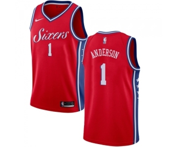 Women's Nike Philadelphia 76ers #1 Justin Anderson Authentic Red Alternate NBA Jersey Statement Edition