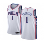 Women's Nike Philadelphia 76ers #1 Justin Anderson Swingman White Home NBA Jersey - Association Edition