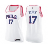 Women's Nike Philadelphia 76ers #17 JJ Redick Swingman White Pink Fashion NBA Jersey