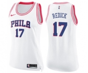 Women's Nike Philadelphia 76ers #17 JJ Redick Swingman White Pink Fashion NBA Jersey