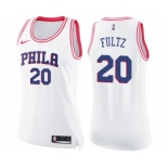 Women's Nike Philadelphia 76ers #20 Markelle Fultz Swingman White Pink Fashion NBA Jersey