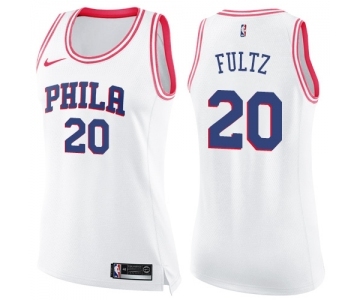 Women's Nike Philadelphia 76ers #20 Markelle Fultz Swingman White Pink Fashion NBA Jersey