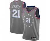 Women's Nike Philadelphia 76ers #21 Joel Embiid Swingman Gray NBA Jersey - City Edition