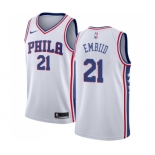 Women's Nike Philadelphia 76ers #21 Joel Embiid Swingman White Home NBA Jersey - Association Edition