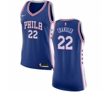 Women's Nike Philadelphia 76ers #22 Wilson Chandler Authentic Blue NBA Jersey - Icon Edition