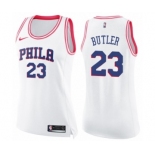 Women's Nike Philadelphia 76ers #23 Jimmy Butler Swingman White Pink Fashion NBA Jersey