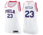 Women's Nike Philadelphia 76ers #23 Jimmy Butler Swingman White Pink Fashion NBA Jersey