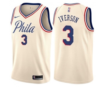 Women's Nike Philadelphia 76ers #3 Allen Iverson Swingman Cream NBA Jersey - City Edition