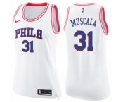 Women's Nike Philadelphia 76ers #31 Mike Muscala Swingman White Pink Fashion NBA Jersey