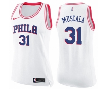 Women's Nike Philadelphia 76ers #31 Mike Muscala Swingman White Pink Fashion NBA Jersey