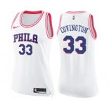 Women's Nike Philadelphia 76ers #33 Robert Covington Swingman White Pink Fashion NBA Jersey