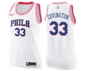 Women's Nike Philadelphia 76ers #33 Robert Covington Swingman White Pink Fashion NBA Jersey