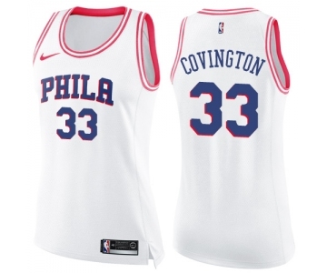 Women's Nike Philadelphia 76ers #33 Robert Covington Swingman White Pink Fashion NBA Jersey