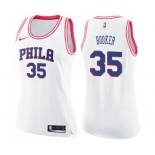 Women's Nike Philadelphia 76ers #35 Trevor Booker Swingman White Pink Fashion NBA Jersey