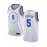 Women's Nike Philadelphia 76ers #5 Amir Johnson White Swingman Jersey - Earned Edition