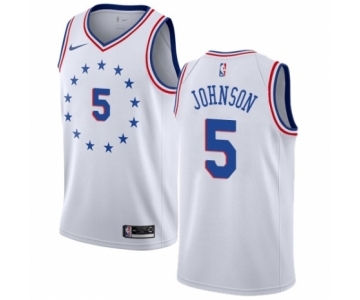 Women's Nike Philadelphia 76ers #5 Amir Johnson White Swingman Jersey - Earned Edition