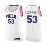 Women's Nike Philadelphia 76ers #53 Darryl Dawkins Swingman White Pink Fashion NBA Jersey