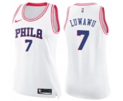 Women's Nike Philadelphia 76ers #7 Timothe Luwawu Swingman White Pink Fashion NBA Jersey