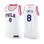 Women's Nike Philadelphia 76ers #8 Zhaire Smith Swingman White Pink Fashion NBA Jersey