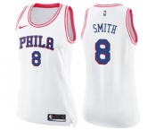 Women's Nike Philadelphia 76ers #8 Zhaire Smith Swingman White Pink Fashion NBA Jersey