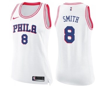 Women's Nike Philadelphia 76ers #8 Zhaire Smith Swingman White Pink Fashion NBA Jersey