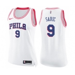 Women's Nike Philadelphia 76ers #9 Dario Saric Swingman White Pink Fashion NBA Jersey