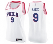 Women's Nike Philadelphia 76ers #9 Dario Saric Swingman White Pink Fashion NBA Jersey