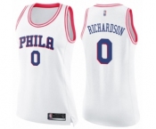 Women's Philadelphia 76ers #0 Josh Richardson Swingman White Pink Fashion Basketball Jersey