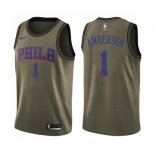 Youth Nike Philadelphia 76ers #1 Justin Anderson Swingman Green Salute to Service NBA Jersey