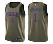 Youth Nike Philadelphia 76ers #1 Justin Anderson Swingman Green Salute to Service NBA Jersey