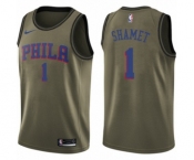 Youth Nike Philadelphia 76ers #1 Landry Shamet Swingman Green Salute to Service NBA Jersey