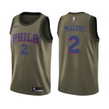 Youth Nike Philadelphia 76ers #2 Moses Malone Swingman Green Salute to Service NBA Jersey