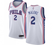 Youth Nike Philadelphia 76ers #2 Moses Malone Swingman White Home NBA Jersey - Association Edition