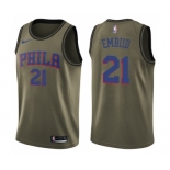 Youth Nike Philadelphia 76ers #21 Joel Embiid Swingman Green Salute to Service NBA Jersey