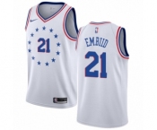 Youth Nike Philadelphia 76ers #21 Joel Embiid White Swingman Jersey - Earned Edition