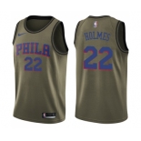 Youth Nike Philadelphia 76ers #22 Richaun Holmes Swingman Green Salute to Service NBA Jersey